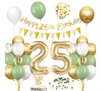 Décoration d'anniversaire 25 ans, vert sauge, ballon avec guirlande, ballon vert sauge, ballon avec guirlande, décoration de gâteau d'anniversaire 25 ans, pour femme et homme, avocat, ballon de fête