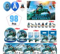 Décoration d'anniversaire Avatar : Vaisselle, Nappe, Gobelets, Assiettes, Serviettes, Sacs, Ballons, Cadeaux et Fournitures pour Baby Shower cake topper-24pcs