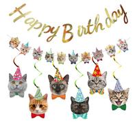 Décoration d'anniversaire Chat, Tourbillons Suspendue Chat, Guirlande Anniversaire, Décoration de Fête Thème