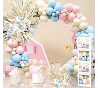 Décoration d'anniversaire : guirlande de ballons 168 pièces rose, bleu et beige pour garçons et filles