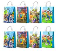 Décoration d'anniversaire - INBOXXARTY - Lot de 16 (4 modèles) - Motif Minecraft - Papier - Multicolore