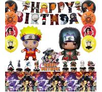 Décoration d'anniversaire - INBOXXARTY - Naruto - Multicolore - 12 ballons - 1 bannière d'anniversaire