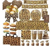 Décoration d'anniversaire Léopard, Vaisselle Imprimée Léopard, Assiettes, Gobelets, Nappe, Ballons, Toile de Fond, Sac Cadeau, Fournitures pour Fête d'Anniversaire Fille Balloon set 12