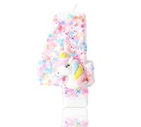 Décoration d'anniversaire licorne chiffre 4 - Couleur pastel - Bougie 4 en cire - Licorne magique - Décoration de gâteau pour 4e anniversaire de fille - Bougies d'anniversaire pour gâteaux et cupcakes