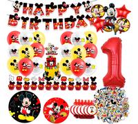 Décoration d'anniversaire Mickey Mouse, sac cadeau, vaisselle, assiettes, gobelets, nappe, ballons, bannière, guirlande, fournitures pour fête d'enfants 1pcs 50in Balloon