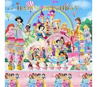 Décoration d'anniversaire Princesse Joyeux Anniversaire Belle Vaisselle de Princesse Gobelets en Papier Assiettes Ballons Nappe Bannière de Fond Fille 10pcs 9inch plates