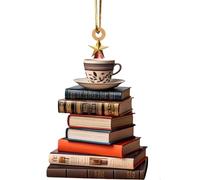 Décoration d'arbre de Noël en acrylique 2D pour bibliothèque, arbre de Noël, décoration de voiture, livres empilés pour décoration d'arbre et de voiture