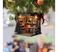 Décoration d'arbre de Noël en forme de livre de Noël - Pendentif en forme de sapin de Noël - Ornement empilé en acrylique - Ornements à suspendre pour bibliothèque de Noël - Cadeaux pour les amateurs