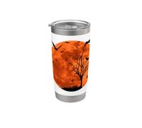 Décoration d'arbre effrayante lune orange nuit Halloween Gobelet isotherme en acier inoxydable double paroi