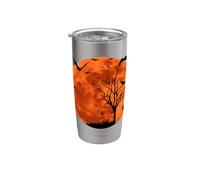 Décoration d'arbre effrayante lune orange nuit Halloween Gobelet isotherme en acier inoxydable double paroi
