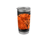 Décoration d'arbre effrayante lune orange nuit Halloween Gobelet isotherme en acier inoxydable double paroi