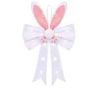 Décoration d'arc de lapin de Pâques à LED - Grandes lumières de couronne de printemps, ornement de décoration d'intérieur mignon | Tissu peluche 54cm suspendu pour porte mur porche jardin intérieur ex