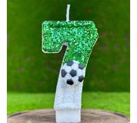 Décoration de bougie d'anniversaire en forme de football verte et blanche, design thématique sportif pour tous les âges, bougie d'anniversaire Sunshine 7,5,9,2,3,4,6,8,1,0Cire