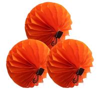 Décoration de Boule 3 Pièces en Nid D'abeille Citrouille | Papier Orange, Forme Potimarron, Décor Suspendu, pour Fêtes Saisonnières et Vitrines, Style Festif
