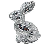 Décoration de boule disco - Lapin pailleté pour affichage festif, design miroir polygone avec finition étincelante et construction légère pour DJ Club, mariage, Pâques, maison, fête, décoration de