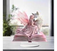 Décoration de bureau en acrylique Fée enchantée avec loup, convient pour la décoration de la maison dans le salon ou le bureau. Idée cadeau : Halloween, Noël, anniversaire, Saint-Valentin