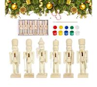 Décoration de casse-noisette, 6 pièces non finies avec couleur, kit de décorations de Noël casse-noisettes non peintes - Pour famille maison bureau école maison