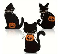 Décoration de chat noir pour Halloween - Jolie pièce maîtresse de vacances