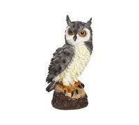 Décoration de chouette d'extérieur - Figurine de jardin réaliste - Sculpture d'animaux en résine - Réplique naturelle de prédateur avec expression violente - Statue d'oiseau réaliste pour toit, étang