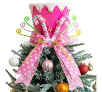 Décoration De Cime d'arbre De Noël Décoration De Table Festive | Chapeau De Décoration De Cime D'Arbre De Noël Avec Canne En Et Nœud pour Fêtes à la Maison Table Bureau Party Hiver
