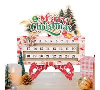 Décoration de compte à rebours de Noël 25 jours en bois avec support | Panneau de compte à rebours de Noël pour salle à manger, cheminée, table basse et bibliothèque