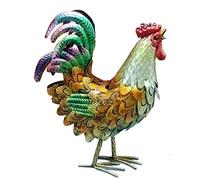 Décoration de Coq en métal, Animaux en Métal Cour Art Pelouse Décoration Personnages Extérieur, Terrasse, Arrière - Cour et Maison Cuisine Décoration Art (Golden)