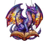 Décoration de dragon en acrylique - Breloque créative en forme d'animal teinté - Décoration de fenêtre de 20,3 x 20,3 cm - Décoration murale à suspendre avec design vif, accessoire de maison