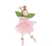 Décoration de fée printanière pour fille avec jupe en tulle, poupée à suspendre en polyester pour décoration d'arbre de Pâques, fête de mariage, figurine de jardin et chambre d'enfant (rose)