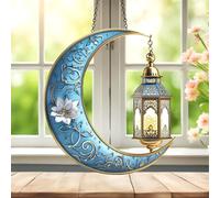 Décoration de fenêtre en acrylique colorée, lampe à lune attrape-soleil suspendue, art mural arc-en-ciel, pour décoration de Noël de balcon de chambre d’intérieur extérieur jardin 19,8x19,8 cm ZZ5