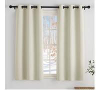 Décoration de Fenêtre Occultant,Paire de Rideaux Court a Oeillets pour Petites Fenêtres Maison Cuisine,L90 x H120 cm,Beige Clair