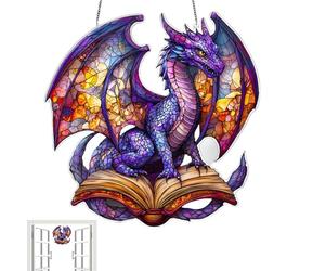 Décoration de fenêtre sur le thème du dragon, attrape-soleil en forme de dragon à suspendre | Ornement de dragon en acrylique | Breloque de fenêtre créative en forme d'animal teinté | Décoration