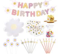 Décoration de fête d'anniversaire Andrflower pour enfants, bannière en papier, assiette, pailles, décoration de gâteau, joyeux anniversaire, fournitures de fête préChristophe 50pcs bags B