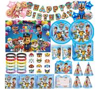 Décoration de fête d'anniversaire Paw Patrol, vaisselle, assiettes, gobelets, nappe, ensemble de ballons numérotés, bannière de fond, sac cadeau, fournitures de fête balloon set 1