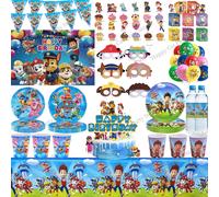 Décoration de fête d'anniversaire PAW Patrol, vaisselle, nappe, assiettes, gobelets, serviettes, sac cadeau, ballons, fournitures pour fête PAW Patrol Banner-1set