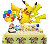 Décoration de fête d'anniversaire Pokemon, nouveau ballon Ligntning Pikachu, fournitures pour événements pour enfants, vaisselle jetable, bannière, assiette d'arrière-plan 7 In Plate A - 10pcs