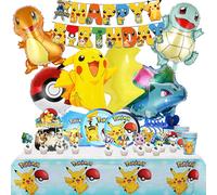 Décoration de fête d'anniversaire Pokemon, nouveau ballon Ligntning Pikachu, fournitures pour événements pour enfants, vaisselle jetable, bannière, assiette d'arrière-plan Balloon Set 9 -26pcs
