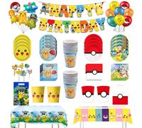 Décoration de fête d'anniversaire Pokemon Pikachu, vaisselle jetable, tasse, serviette, assiette, nappe, décoration de gâteau pour réception-cadeau pour bébé, ballons drapeau Balloon B 5Pcs