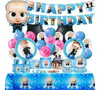 Décoration de fête d'anniversaire pour bébé : Ballons en aluminium et ballons en latex pour événements d'enfants, bannière de fond et vaisselle CupCake Topper-12pcs