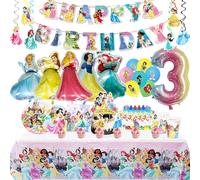 Décoration de fête d'anniversaire princesse Disney, ballon en aluminium pour enfants, fournitures d'événements, vaisselle jetable, bannière, cadeau d'arrière-plan Balloon Set 8 -21pcs