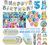Décoration de fête d'anniversaire sur le thème de la famille Bluey, ballons, assiettes, vaisselle jetable, ensemble de fournitures pour événements pour enfants, baby shower 10pcs Gift Bags