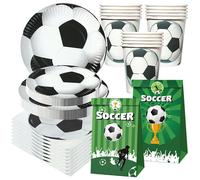 Décoration de fête d'anniversaire sur le thème du football, vaisselle, gobelets, assiettes, nappe, fond pour fête d'anniversaire d'enfants 62pcs set