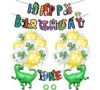Décoration de Fête d'anniversaire VORMOR pour Enfants Bannière Ballon Latex - Thème Dinosaures Vert G