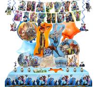 Décoration de fête d'anniversaire Zootopia, ballons en aluminium, ballons en latex pour enfants, fournitures pour événements, vaisselle jetable, toile de fond CupCake Topper-24pcs