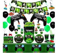 Décoration de Fête de Jeu Vidéo, Ensemble De Vaisselle De Fête，Ballons Anniversaire etc Fournitures pour fêtes d'anniversaire