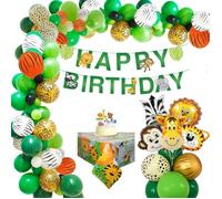 Décoration de fête - Jungle Safari - Garçon - Multicolore - Vert - Ballons animaux - Guirlande