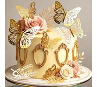 décoration de fête papillon pour gâteau cadre doré | Décoration de gâteau papillon pour thé princesse royale mariage fiançailles fête de mariée.