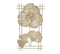 Décoration de Feuille de Ginkgo en métal doré, Sculpture Murale 3D Minimaliste Moderne pour Chambre à Coucher, Salon, hôtel, café, décoration Murale à Suspendre, 45x25cm, Fer