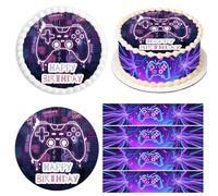 Decoration de Gateau Anniversaire Gamer,4 Disque D'Azyme Comestible Ø 20CM