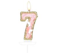 Décoration de gâteau d'anniversaire en forme de papillon en forme de chiffre 7, bougies roses et dorées pour gâteau de 7e anniversaire de fille, pour fête sur le thème des papillons