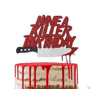 Décoration de gâteau d'anniversaire « Have a Killer », pic de gâteau d'anniversaire avec armes sanglantes pour fête de film d'horreur, Halloween, zombie et vampire